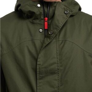 Hunter Olive Utility Hooded Jacket with Red Zip Pull